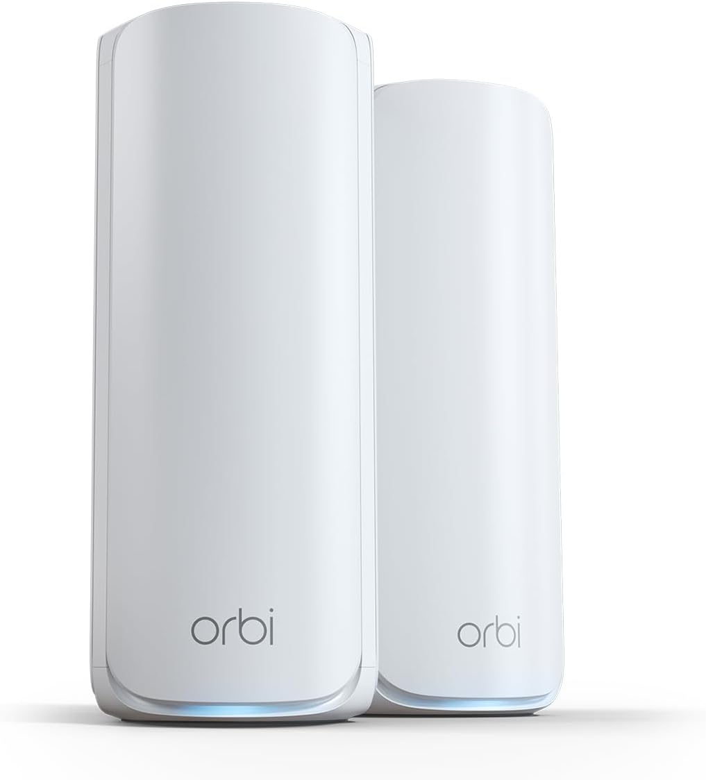 NETGEAR Orbi 770 Series Tri-Band WiFi 7 Mesh System (RBE772) - Router + 1 Satellite Extender - Covers up to 5,500 sq. ft., 100 Devices - 2.5 Gig Internet Port - BE11000 802.11be (up to 11Gbps) - PuriLite