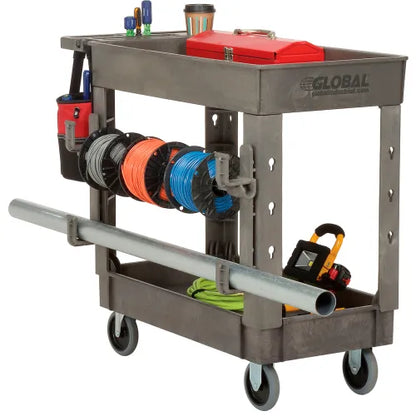 Global Industrial™ Utility Cart w/2 Shelves, 500 lb. Cap, 38"L x 17-1/2"W x 32-1/2"H, Gray - PuriLite