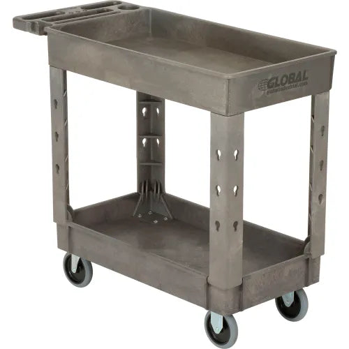 Global Industrial™ Utility Cart w/2 Shelves, 500 lb. Cap, 38"L x 17-1/2"W x 32-1/2"H, Gray - PuriLite