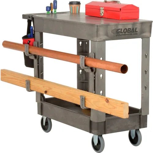 Global Industrial™ Flat Top Utility Cart w/2 Shelves, 38"L x 17-1/2"W x 32-1/2"H, Gray - PuriLite