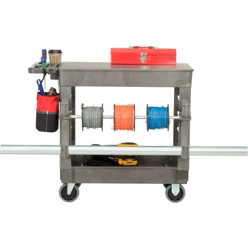 Global Industrial™ Flat Top Utility Cart w/2 Shelves, 38"L x 17-1/2"W x 32-1/2"H, Gray - PuriLite