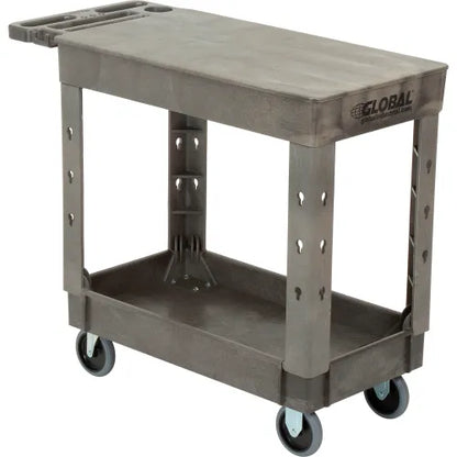 Global Industrial™ Flat Top Utility Cart w/2 Shelves, 38"L x 17-1/2"W x 32-1/2"H, Gray - PuriLite