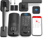 WiFi Front Door Lock Set - SMONET Fingerprint Keyless Entry Smart Locks Handle Set, Digital Remote Control Keypad Bluetooth Alexa Deadbolt Lockset with Auto Lock, Code, Fob, App for Rental,Black - PuriLite