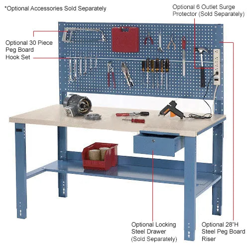 Global Industrial™ Adjustable Height Workbench, Bench-in-a-Box, 60 x 30", Laminate Top, Blue - PuriLite
