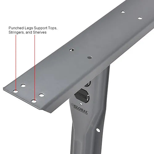 Global Industrial™ Fixed Steel Leg For Workbenches, 30"D, Gray - PuriLite