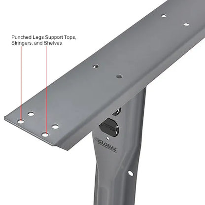 Global Industrial™ Fixed Steel Leg For Workbenches, 30"D, Gray - PuriLite