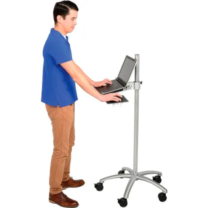 Global Industrial™ Mobile Height Adjustable Laptop Computer Workstation Security Cart - PuriLite