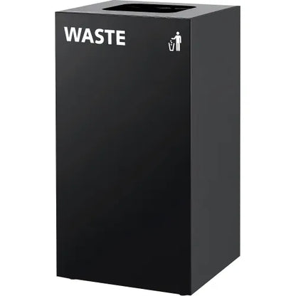 Global Industrial™ Square Recycling/Trash Can with Waste Lid, 36 Gallon, Black - PuriLite