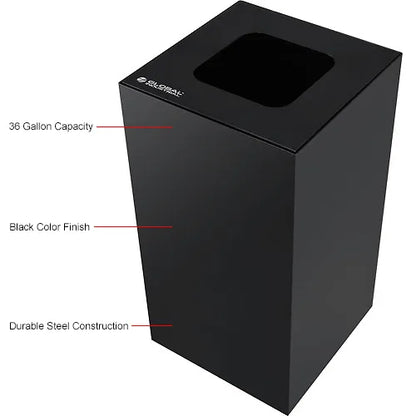 Global Industrial™ Square Recycling/Trash Can with Waste Lid, 36 Gallon, Black - PuriLite