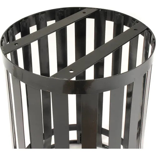 Global Industrial™ Outdoor Slatted Steel Trash Can With Flat Lid, 36 Gallon, Black - PuriLite
