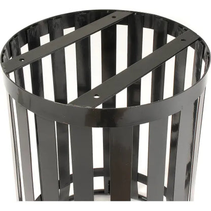 Global Industrial™ Outdoor Slatted Steel Trash Can With Flat Lid, 36 Gallon, Black - PuriLite
