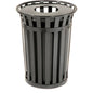 Global Industrial™ Outdoor Slatted Steel Trash Can With Flat Lid, 36 Gallon, Black - PuriLite