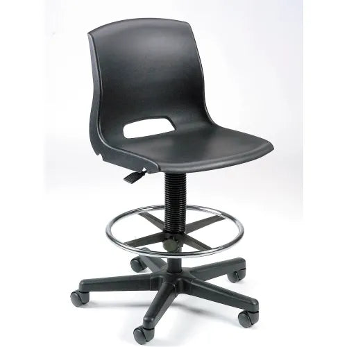 Interion® Plastic Stool - Height Adjustable - Black - PuriLite