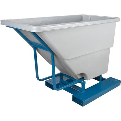 Self-Dumping Hopper, Polyethylene, 5/8 cu.yd., Grey - PuriLite
