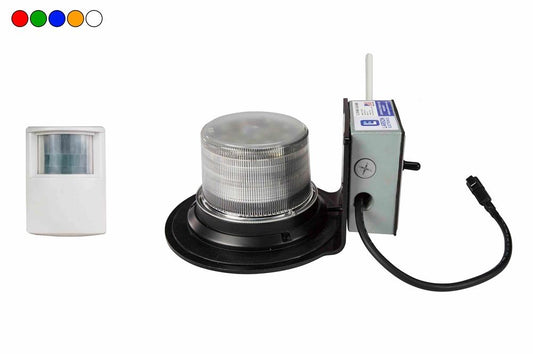 Class I LED Beacon w/ 30 Strobing Light Patterns - Remote, Battery-powered Motion Sensor - Surface Mount - PuriLite