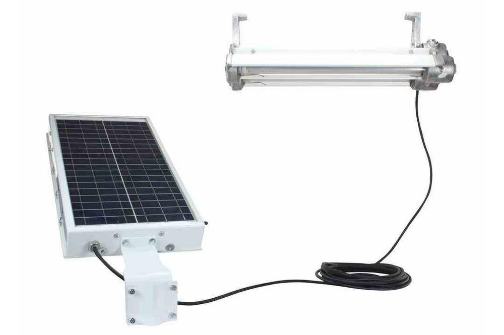 Solar Powered Explosion Proof LED Lighting - 2 Foot, 2 Lamp Fixture - Class 1, Div. 1 - 120' Cord - PuriLite
