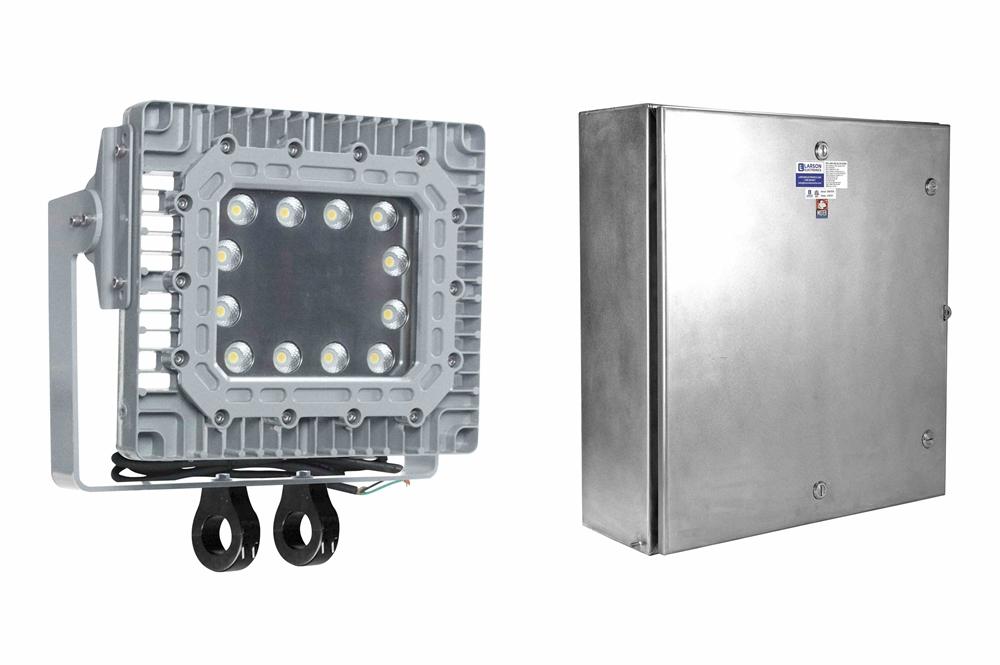 150W Explosion Proof Battery-powered LED Fixture - 24V - (12) 12V 40aH Batteries, Disconnect, Ext. BC - 10Hr Runtime - PuriLite