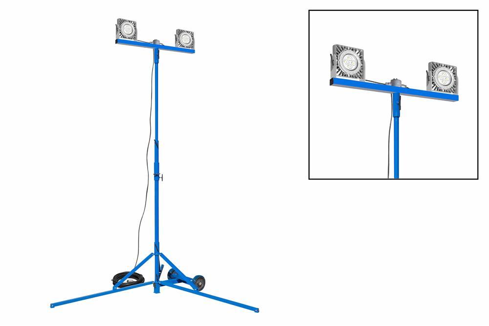 100W Explosion Proof LED Light Tower - Tripod Mount - C1D1 - 100' 16/3 SOOW Cord w/ EXP Plug - PuriLite