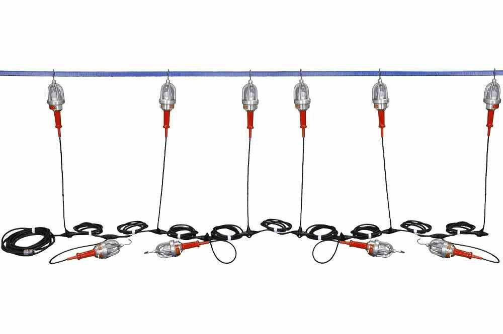 Explosion Proof String Lights - 10 Drop Lights - Class 1/II, Division 1 - PuriLite