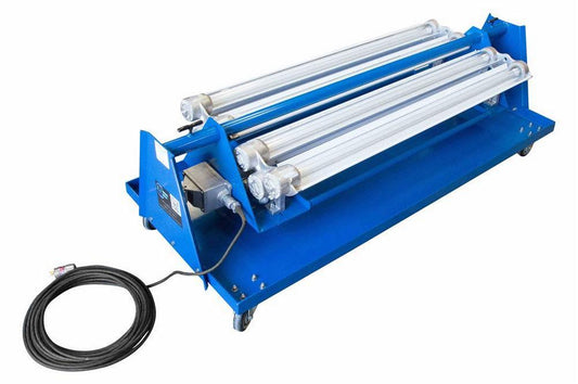 Explosion Proof LED Lights on Cart w/ Wheels - 4 foot, 4 LED lamps - Paint Spray Booth Certified - PuriLite