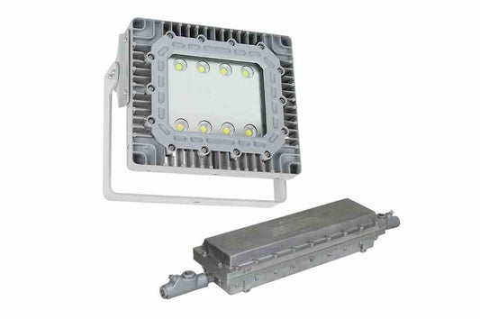 150W Explosion Proof Emergency LED Flood Light - C1D2 - Surface Mount - 17,500 lms - Wiring Hub - PuriLite