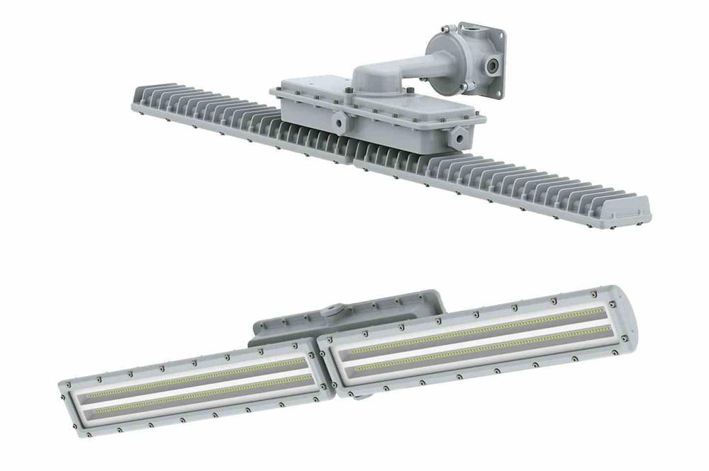 100W Hazardous Location Integrated LED Linear Fixture - C2D1 - 120-277V - 15,300 lms, Gasketed Bubble Lens, End Pipe Mount - Food Safe - PuriLite