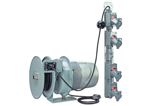 Explosion Proof Tool Tap Reel - 50 Foot Cord Reel w/ Four Gang Explosion Proof Outlet - C1D1 - PuriLite