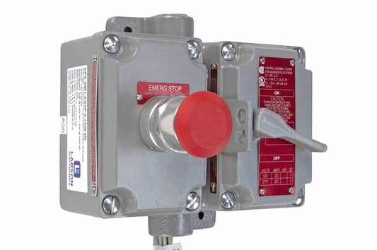 Explosion Proof Switch w/ E-stop - C1D1/C2D1 - Tumbler Switch, (1) E-Stop PB - Double Gang Box - PuriLite