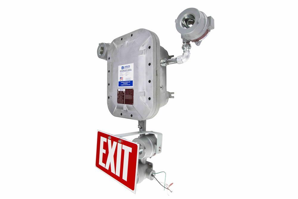 Explosion Proof Emergency System w/ Exit Sign - (2) 12W LED Lamps - 90 Min Runtime - 120/277V - PuriLite