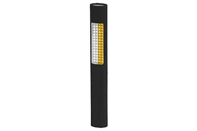 Larson Battery-powered Safety LED Flashlight - White/Amber - Constant/Strobe - (4) AA Batteries - Black - PuriLite