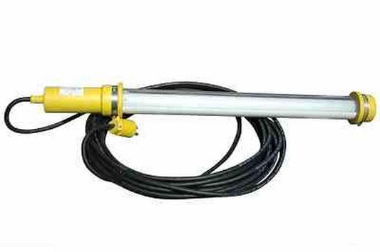 Fluorescent Drop Light/Task Light w/ Hooks - 20 Watts 3' Tube - 50' 16/3 SOOW Cord -Industrial Plug - PuriLite