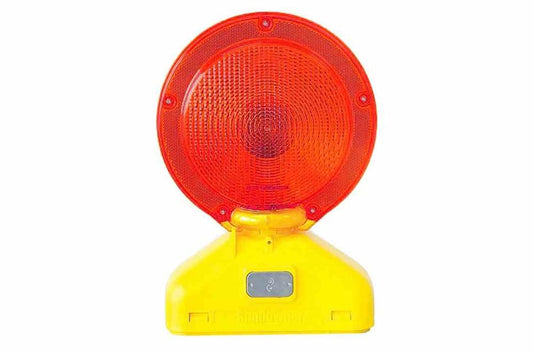 LED Barricade Warning Light - Type A Strobe, Red - 60 Flashes/Min, (4) D-cell Batteries - Photocell - PuriLite