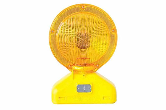 LED Barricade Warning Light - Type C Steady Burn, Amber - (4) D-cell Batteries - Photocell - PuriLite
