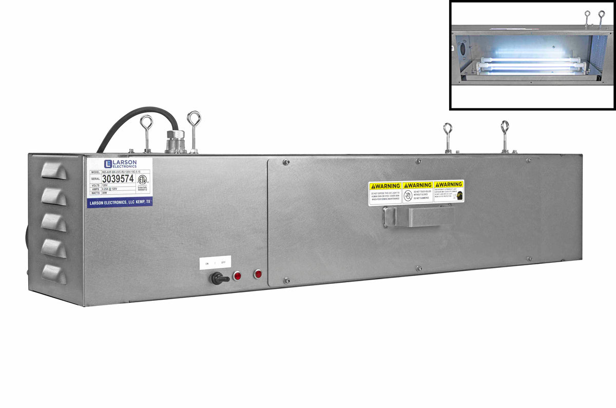 Larson UV Air Sanitation Purifier - 120V - (2) 15W T8 UVC Lamps - 15' 16/3 SOOW Cord - Occupied Areas - Type A HEPA Filter - PuriLite
