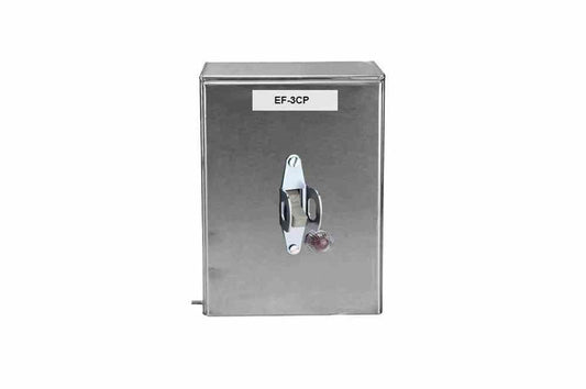 Industrial Stainless Steel Power Switch - On/Off - Red Pilot Light, Padlockable - Label/EF3 - PuriLite