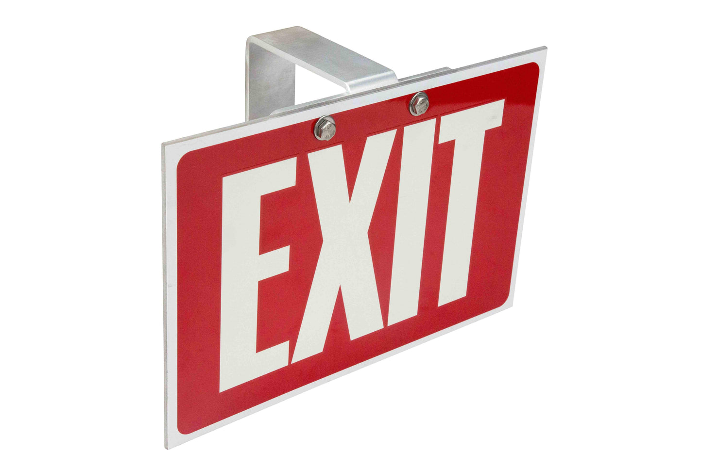 Larson Exit Sign - Polycarbonate Construction - Aluminum Mounting Bracket - White Lettering/Red Background - PuriLite