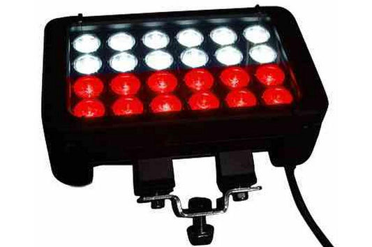 72 Watt Adjustable Magnetic Trunnion Mount LED Light Emitter - 12 Red LEDs, 12 White LEDs - 9-42VDC - PuriLite
