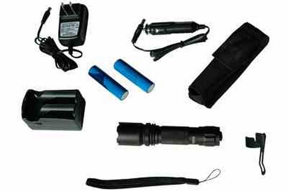 Rechargeable LED Flashlight - Accessory Kit - 600' Spot Beam - 200 Lumen - PuriLite