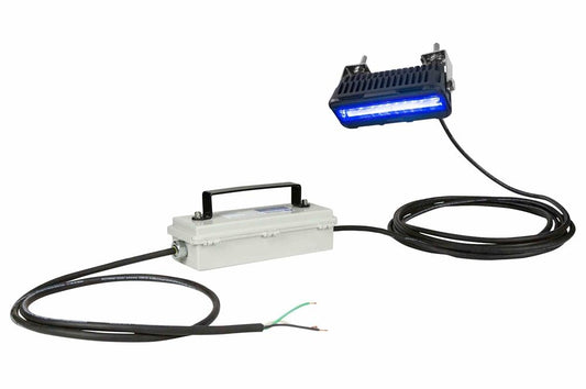 27W Strobing LED Crane Zone Safety Light - Pedestrian Safety - Blue Light - 12-36V DC - Aluminum Alloy - PuriLite