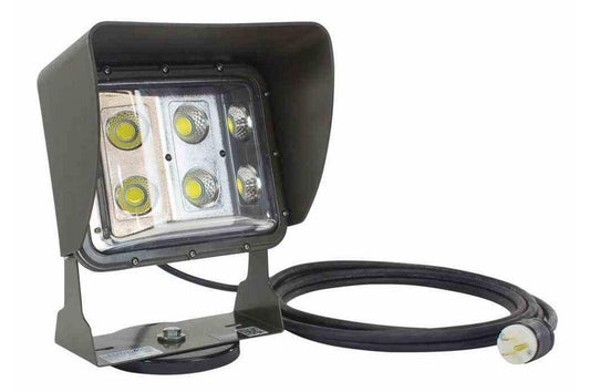 Magnetic Mount 60 Watt Low Profile LED Flood Light - Glare Shield - 10' Cord - 120-277V AC - PuriLite