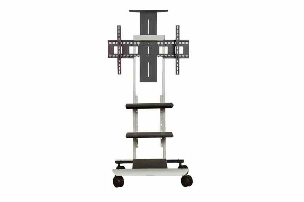Mobile Monitor Cart - (4) Wheels - Integrated Surge Protector w/ (6) Receptacles - Powder Coated Finish - PuriLite
