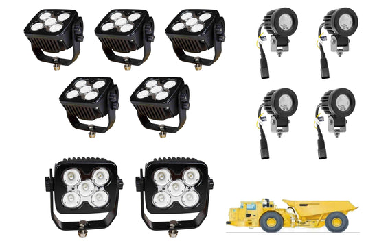 Larson LED Light Package for Caterpillar AD55 Dump Truck - LED Retrofit/Fitout  (7) LEDP10W-50E (4) LEDP10 - PuriLite