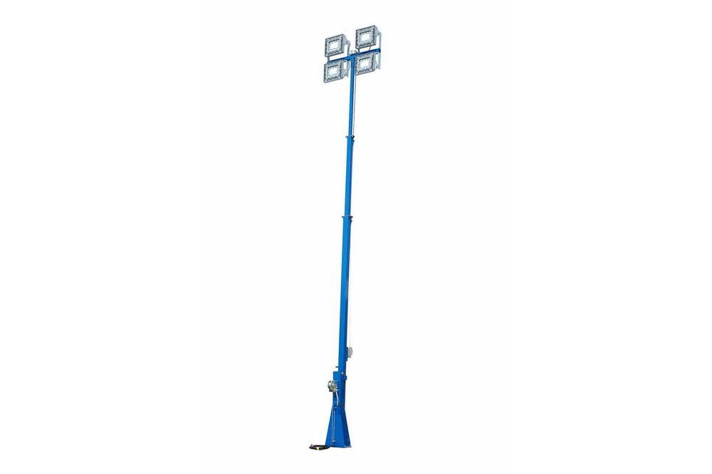 Explosion Proof 30 Foot Telescoping Light Mast - Four C1D2/C2D1 150 Watt LED Lights - 12' to 30' - PuriLite