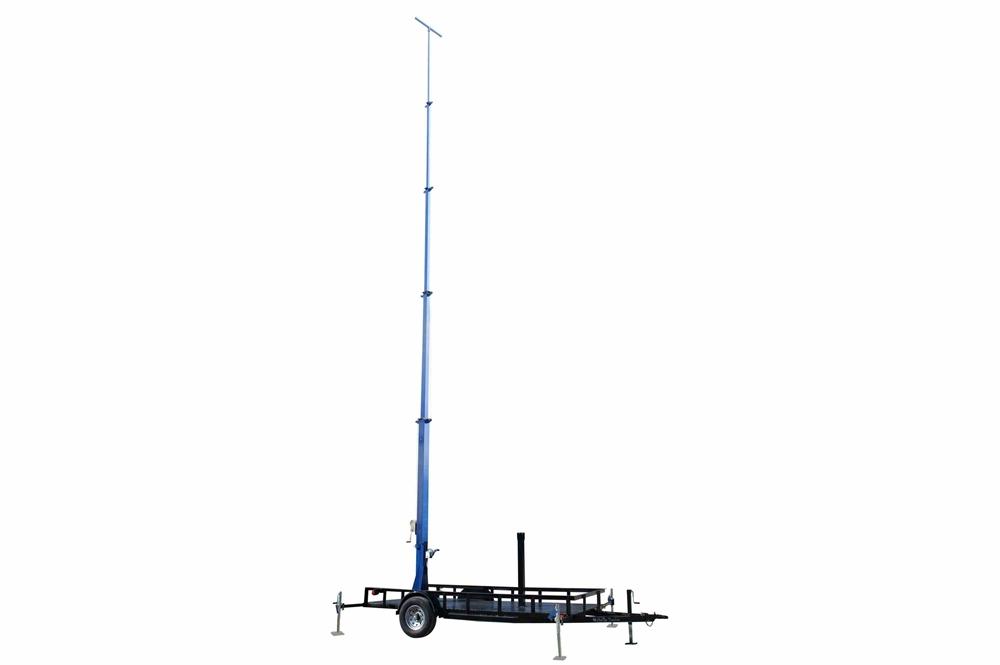 50 Foot Telescoping MegatowerÃ¢â€žÂ¢- 15-50' Fold Over Five Stage Light Tower - 16' Trailer - (4) Outriggers w/ Feet - PuriLite