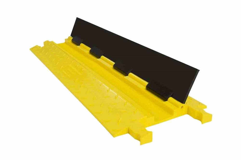 1-Channel Cable Protector Ramp - Accommodates 0.75"OD and Smaller Cables - Polyurethane Construction - Supports up to 16,000 lb Per Axle - PuriLite