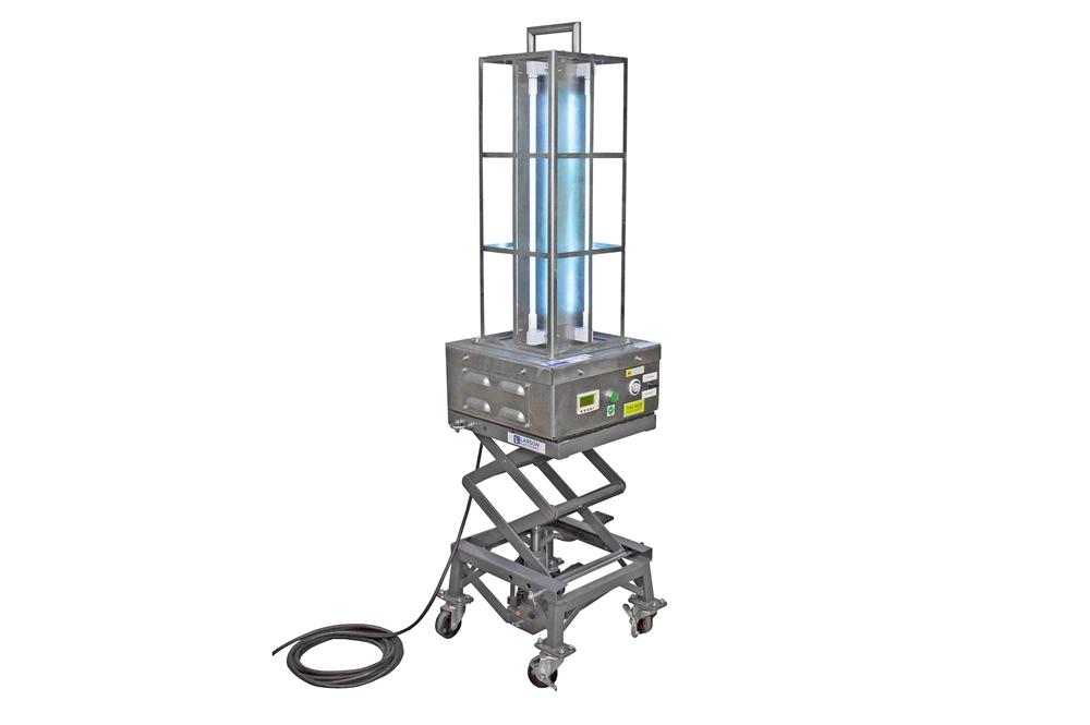 *RENT* Industrial UV Sanitation Light on Scissor Lift Stand - Kills 99% of Viruses - 500 sq.ft. Area - (4) UVC Lamps - Digital Timer - 25' SOOW Cord - PuriLite