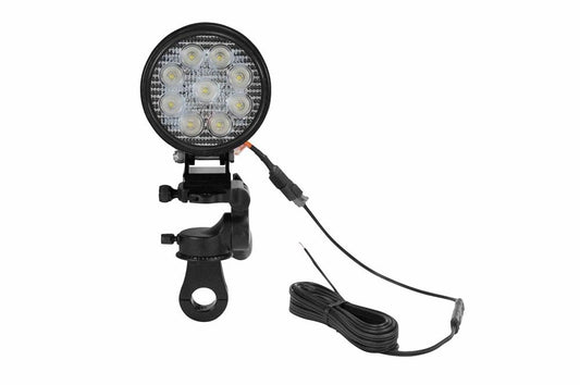 27W Handlebar Mount LED Floodlight w/ Bar Clamp Pivot Mount - 10-32V DC - 2160 lms - IP67 Rated - PuriLite