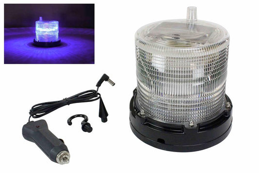 High Output LED Strobing Beacon - Permanent & Magnetic Mount - Rechargable - 12V - Purple Light - PuriLite