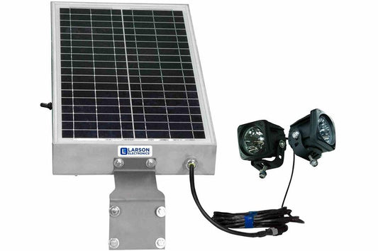 Solar Powered Dual LED Light - (2) 10W Lamps - 12 Hr Run Time - Day/Night Photocell or Motion Sensor - PuriLite