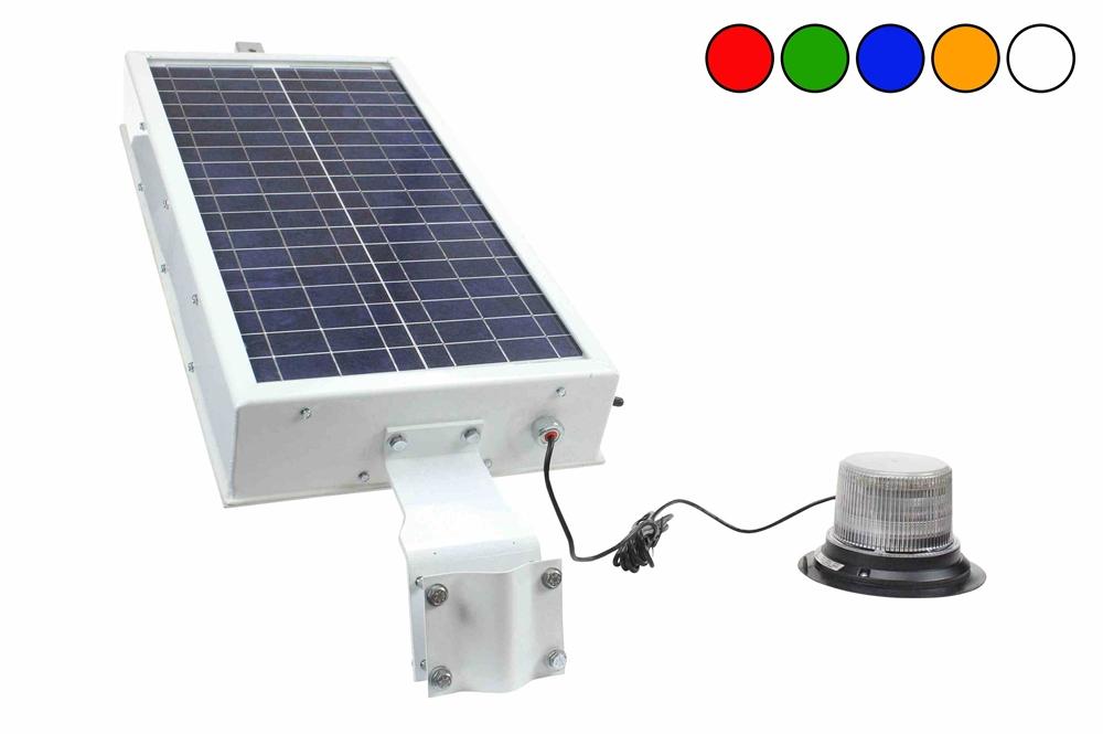 Solar Powered LED Light Beacon - Class I - 30 Strobing Patterns - Motion Sensor with Timer - PuriLite